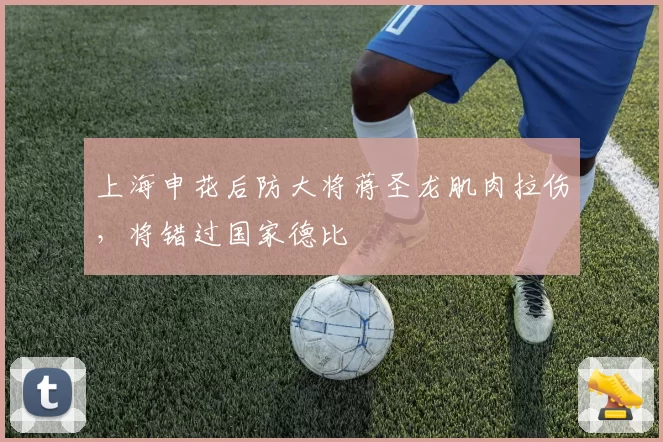 上海申花后防大将蒋圣龙肌肉拉伤，将错过国家德比